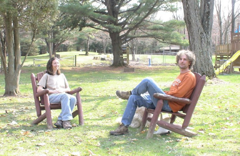 Relaxing outdoors at Birchcliff Resort.