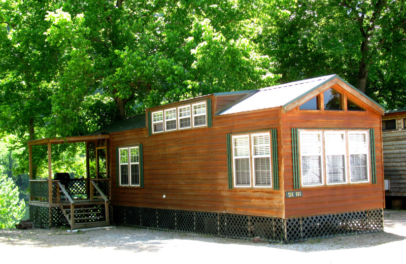Cabin exterior at Copper John's Resort.