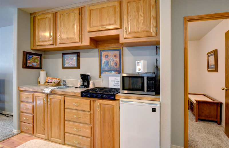 Cabin kitchen at Morrison's Rogue River Lodge.