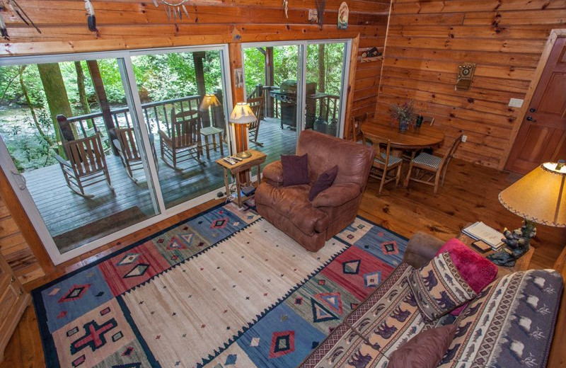 Rental living room at Blue Sky Cabin Rentals.