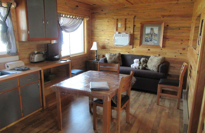 Cabin interior at Oak Point Resort.