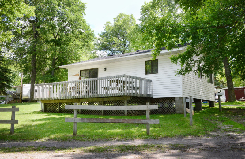 Cabin exterior at Riverside Resort.
