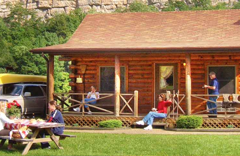 Log cabin exterior at Smoke Hole Caverns & Log Cabin Resort.