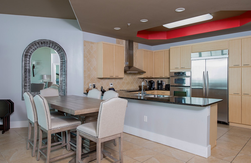 Rental kitchen at Sunset Properties.