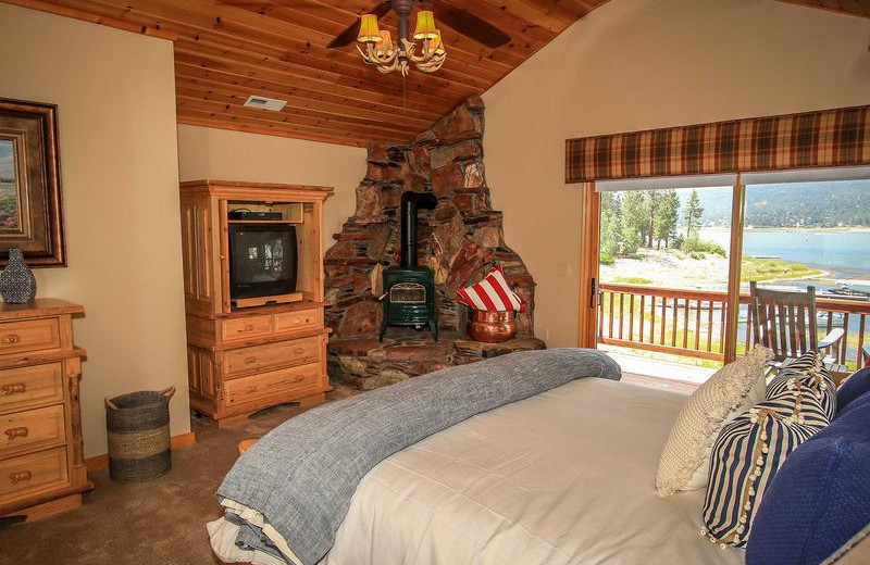 Rental bedroom at Big Bear Vacations.