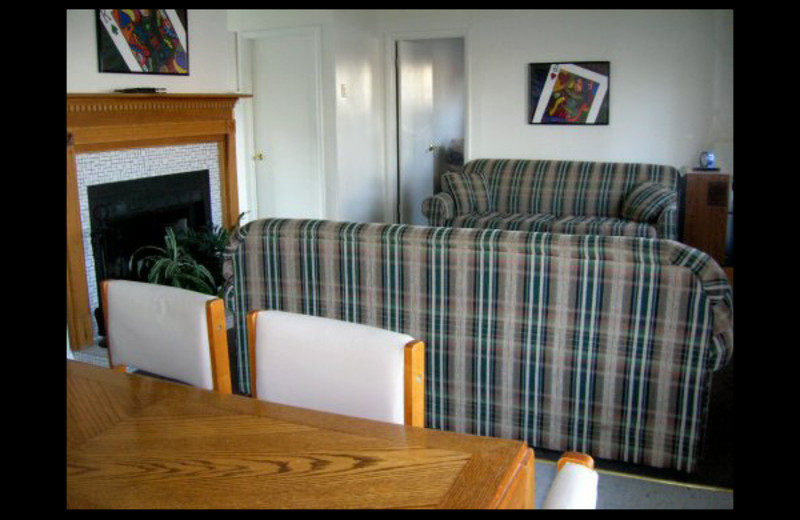 Cabin living room at Lighthouse Lodge Resort.