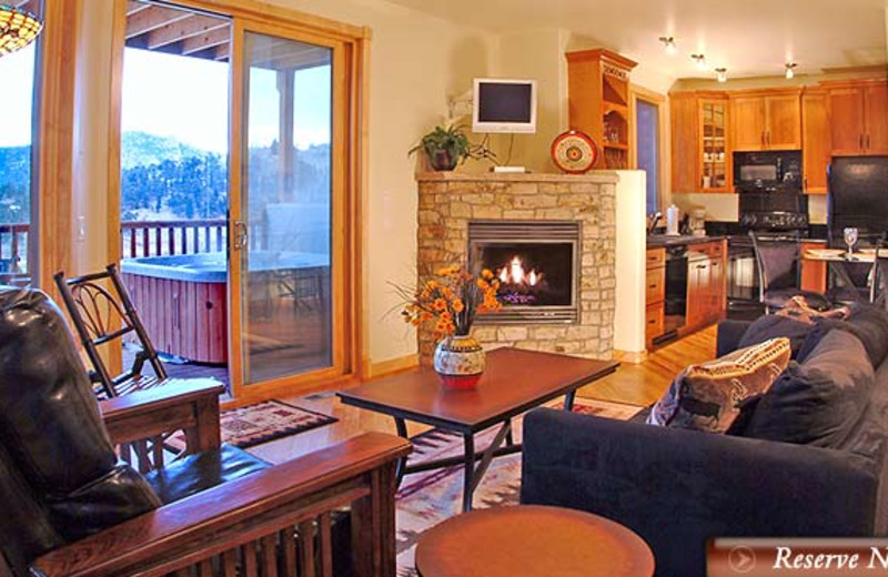 Vacation rental living room at Marys Lake Vacation Condos.