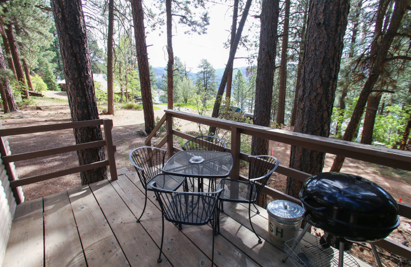 Cabin deck at Pine River Lodge.