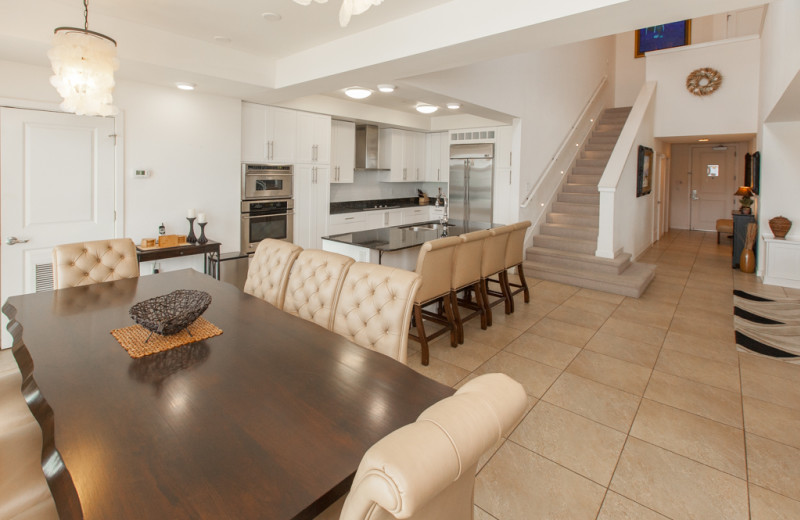 Rental kitchen at Sanctuary Vacation Rentals at Sandbridge.