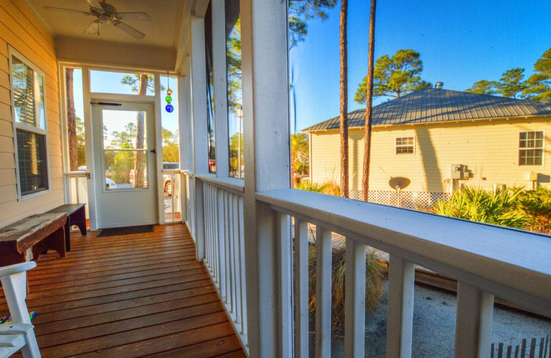 Rental deck at Luna Beach Properties.