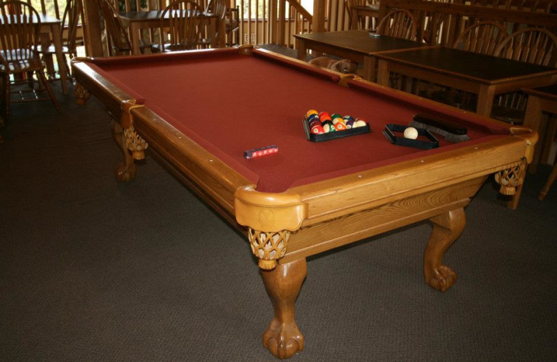 Billiards table at Bear Creek Lodge.