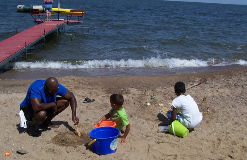 Playing on the beach at Anderson's Northland Lodge.