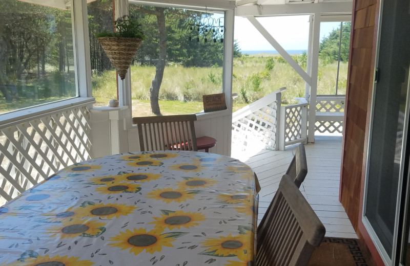 Rental porch at Oceanfront Getaways.