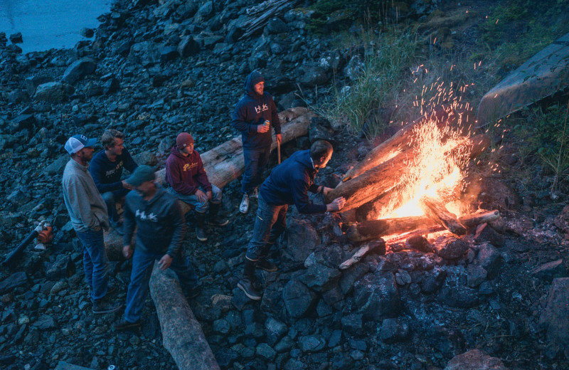 Group bonfire at Elfin Cove Resort.