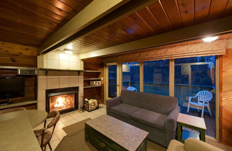 Guest living room at Douglas Fir Resort & Chalets.