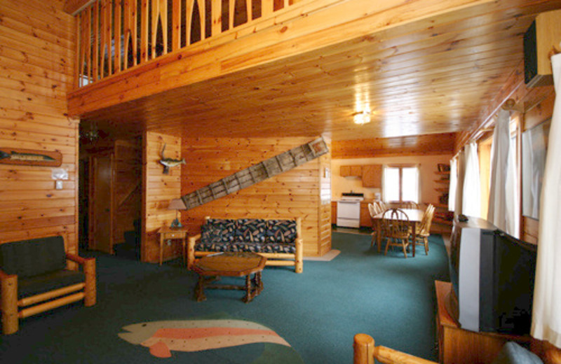 Cabin interior at Gunflint Lodge.