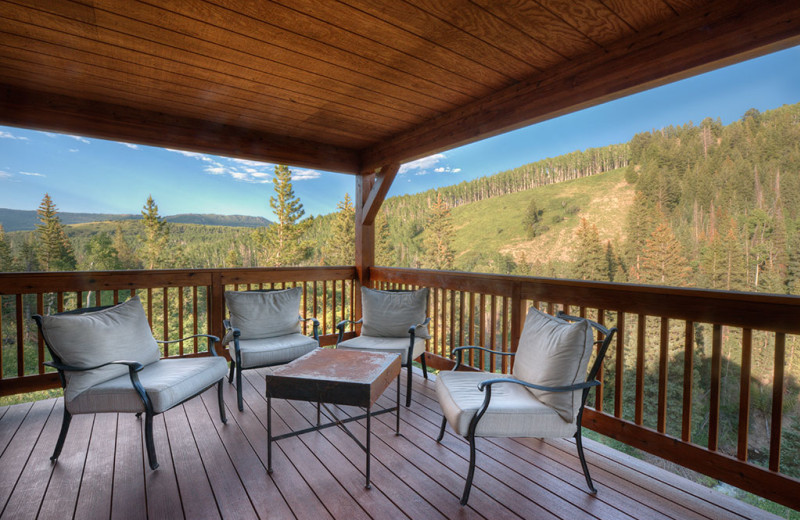 Cabin deck at Wild Skies Cabin Rentals.