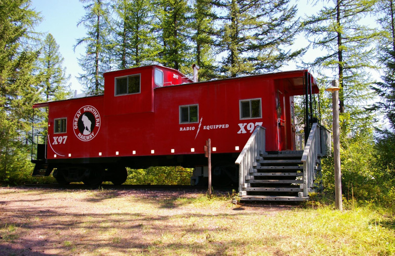 Caboose exterior at Izaak Walton Inn.