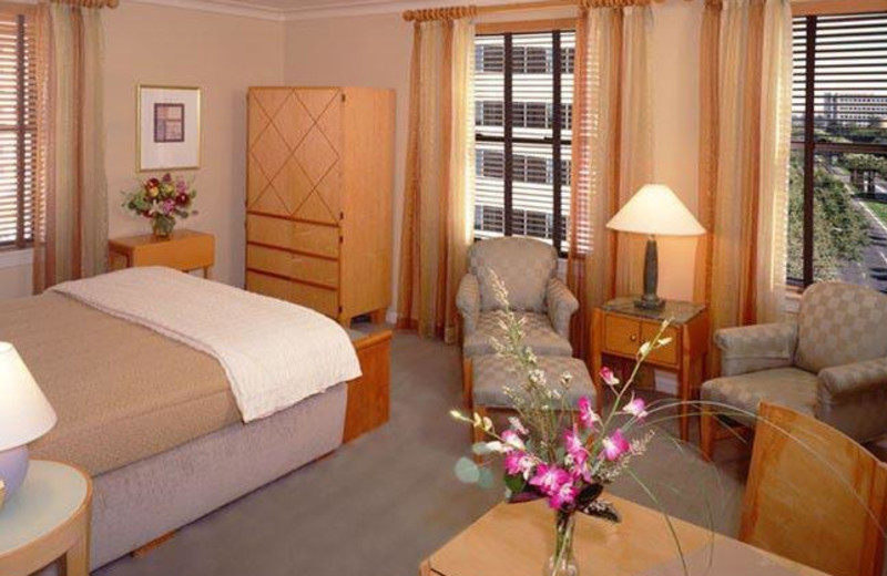 Guest room at Hotel De Anza.