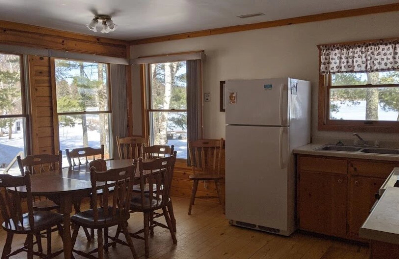 Cabin kitchen at Birch Harbor Resort.