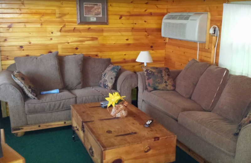 Cabin living room at Evans Lake Resort.