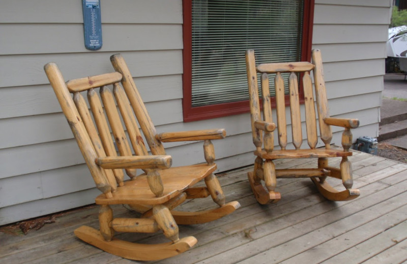 Cabin porch at Golden Rule Resort.