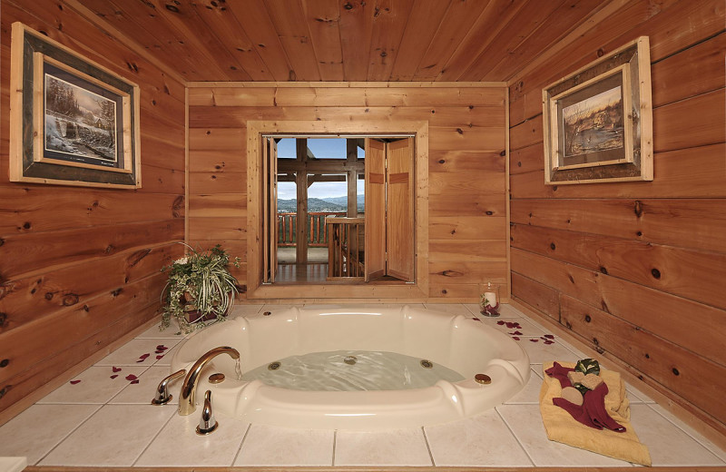 Cabin hot tub at Outrageous Cabins LLC.