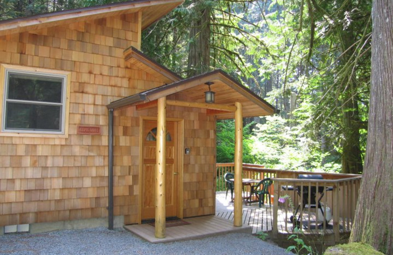 Cabin exterior at Deep Forest Cabins.