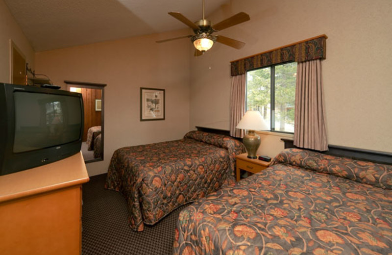 Guest bedroom at Douglas Fir Resort & Chalets.