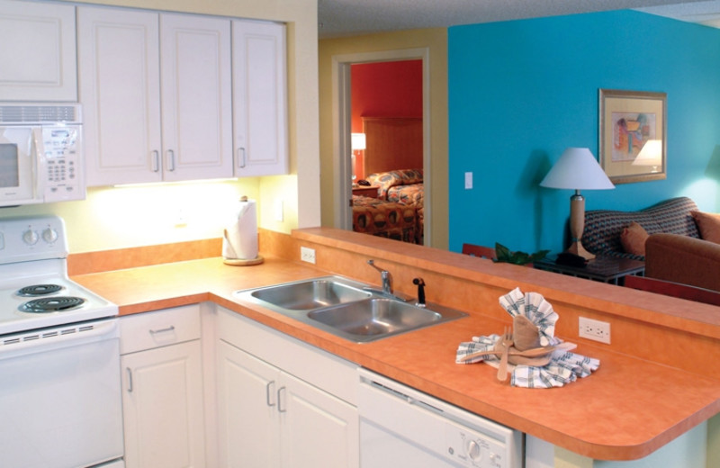 Guest suite kitchen at Wyndham Ocean Walk Resort.