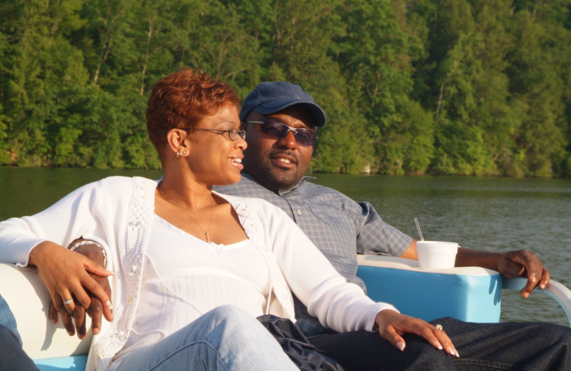 Couple at Rumbling Bald on Lake Lure.