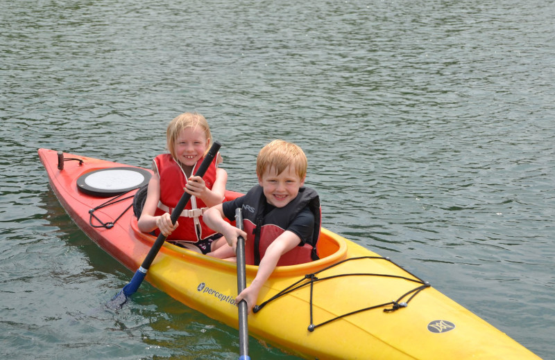 Kids kayaking at Gordon Lodge.