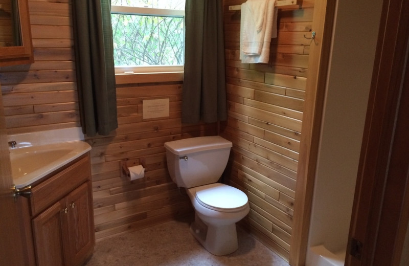 Cabin bathroom at Muskego Point Resort.