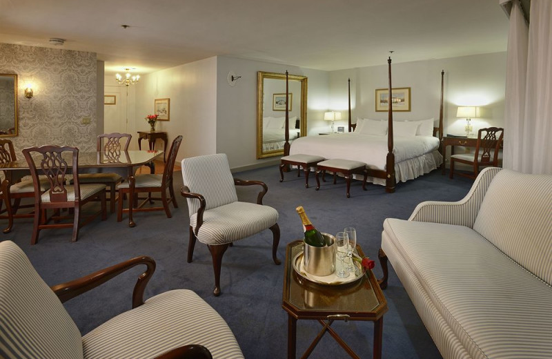 Guest room at Avon Old Farms Hotel.