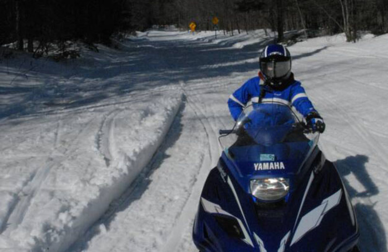 Snowmobiling trail at S & J Lodge.