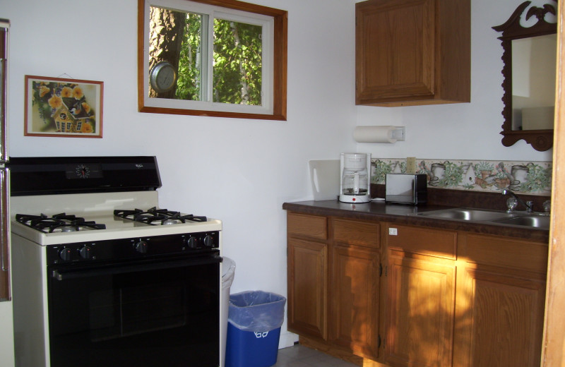 Cabin kitchen at Shady Hollow Resort and Campground.