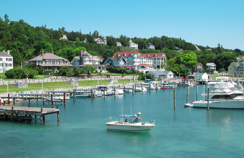 Boat docks at Grand Hotel.