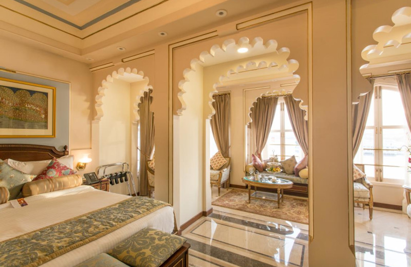 Guest room at Fateh Prakash Palace Hotel.