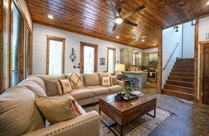 Cabin living room at Blue Beaver Luxury Cabins.
