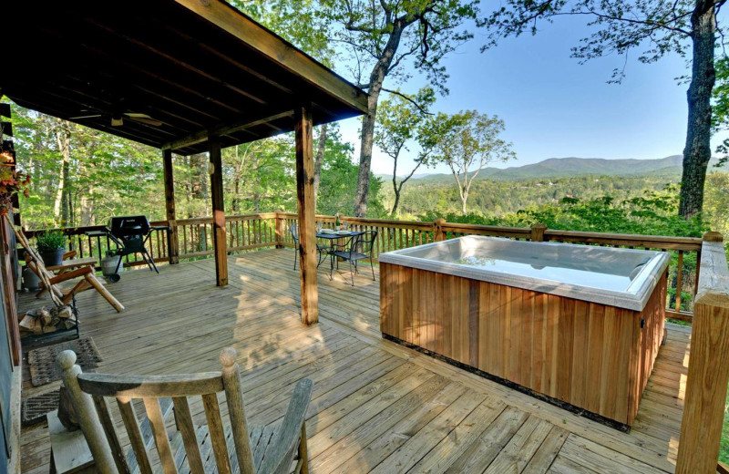 Deck view at Sliding Rock Cabins.