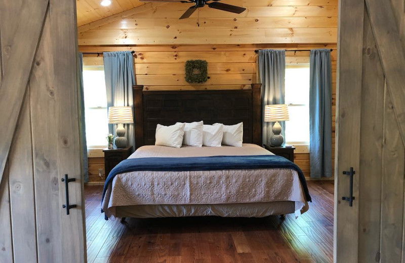 Cabin bedroom at Little Valley Mountain Resort.