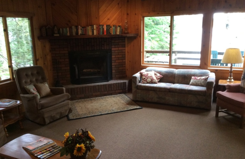 Cabin living room at Muskego Point Resort.