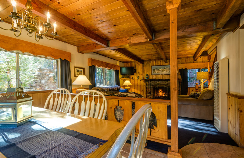 Cabin interior at Arrowhead Pine Rose Cabins.