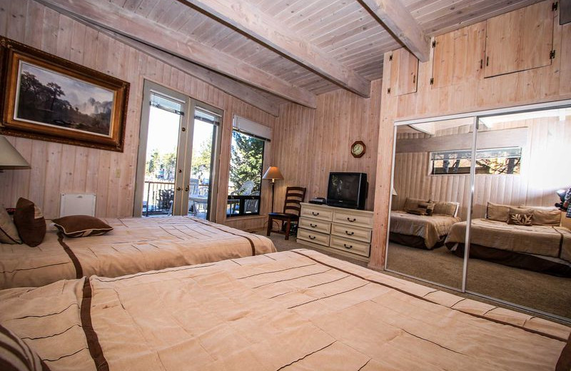 Rental bedroom at Big Bear Vacations.