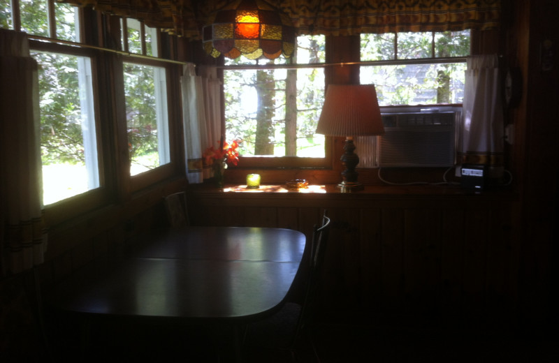 Cabin dining room at Radtke's Sabinois Point Resort.