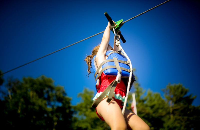 Zip line at Ludlow's Island Resort.