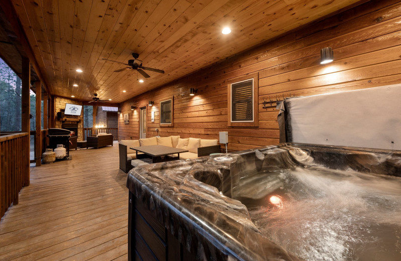 Rental porch at Blue Beaver Luxury Cabins.