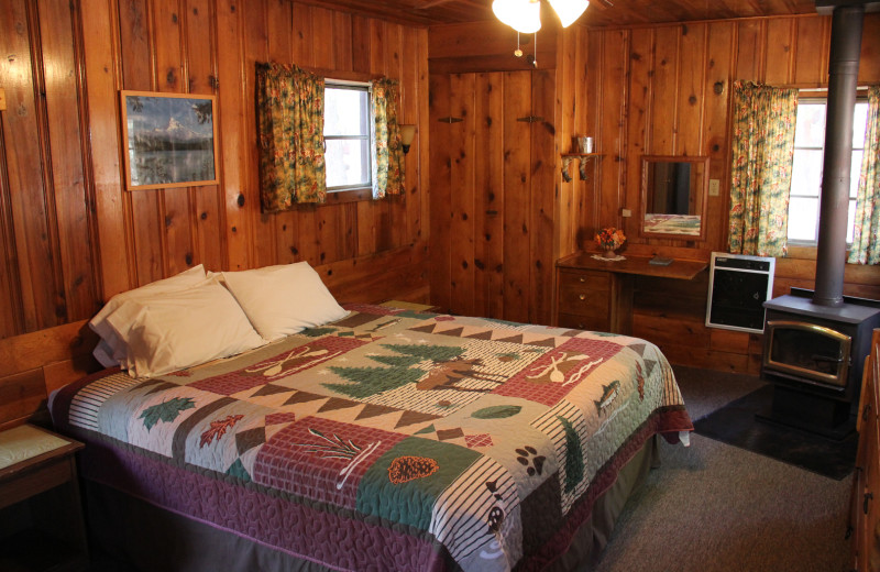 Cabin bedroom at Hidden Rest Resort.