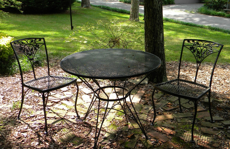 Outdoor patio at The Garden Walk Bed & Breakfast Inn.