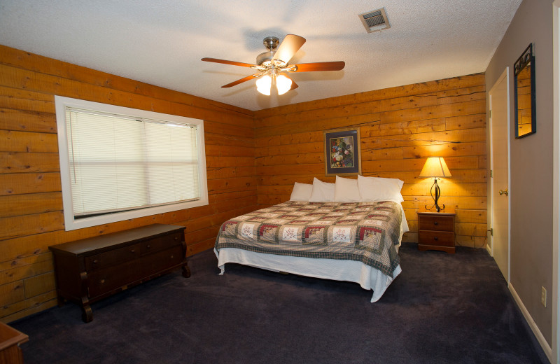 Cabin bedroom at Brady Mountain Resort & Marina.